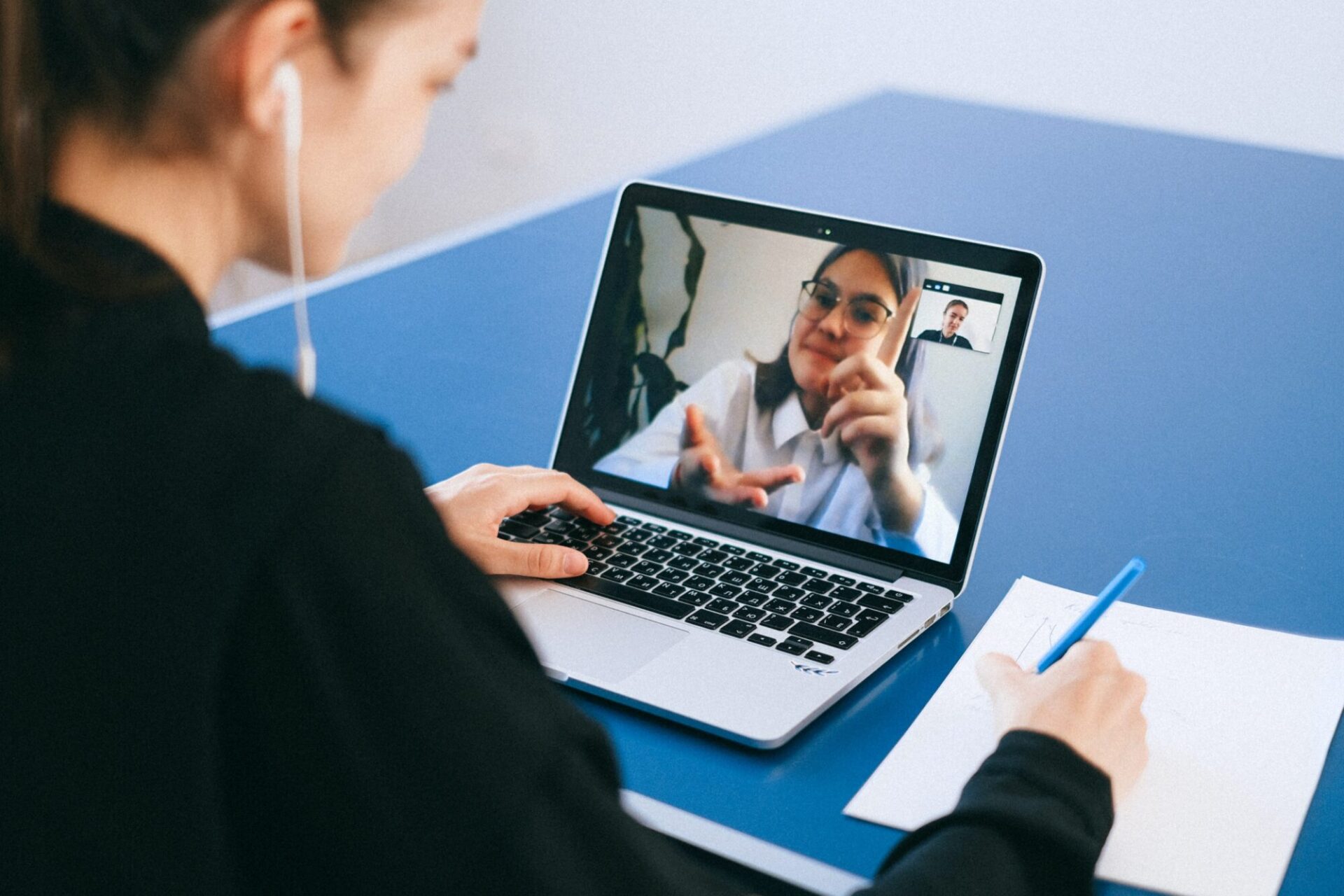 Student attending to an online class