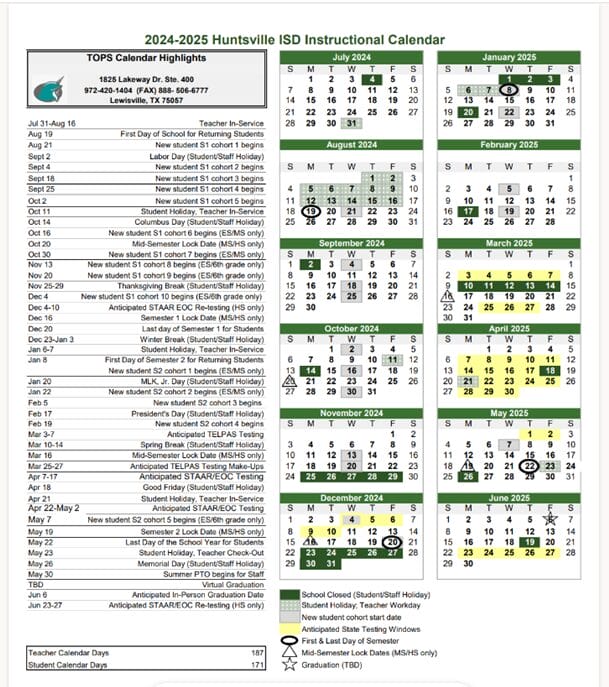 Academic Calendar - Texas Online Preparatory School