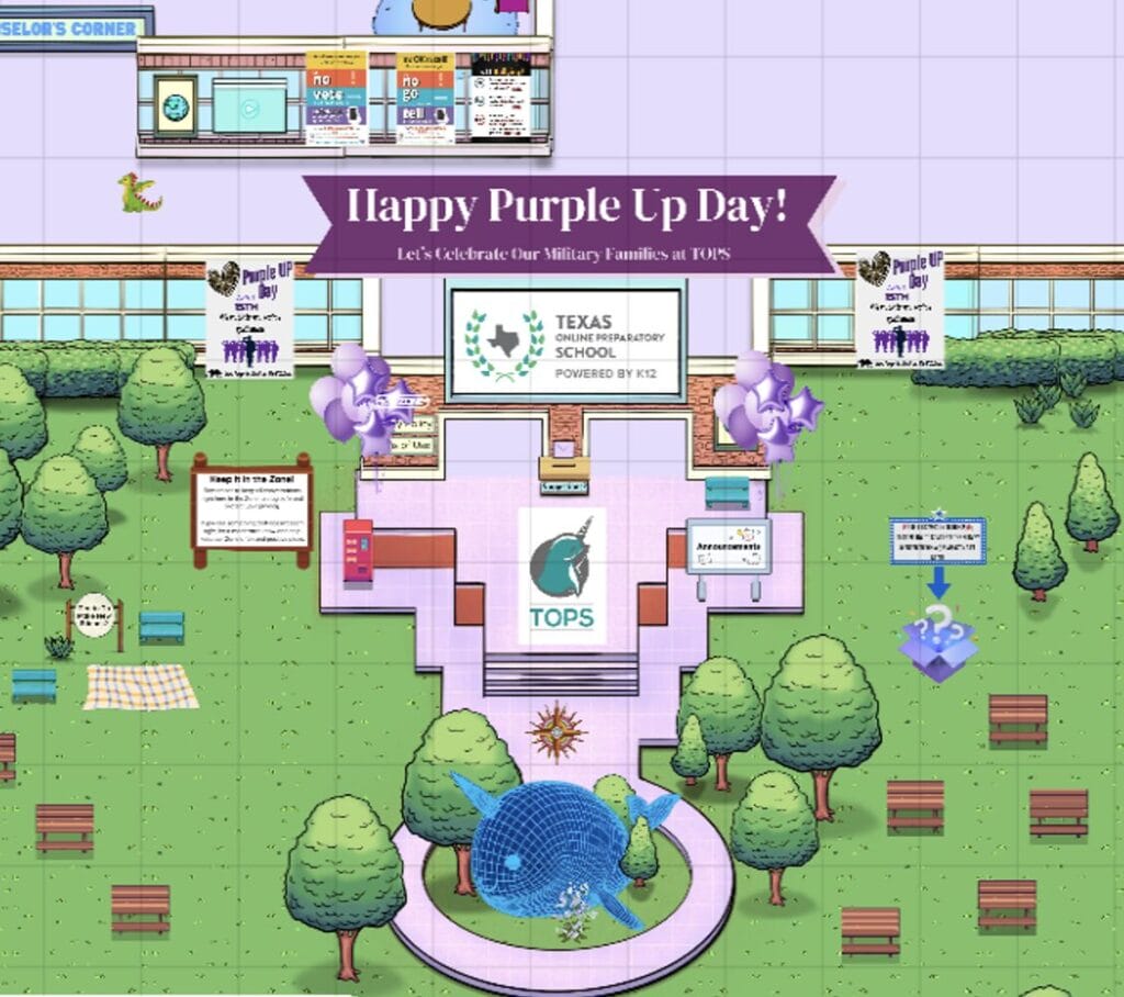 screenshot of the k12 zone purple up day map