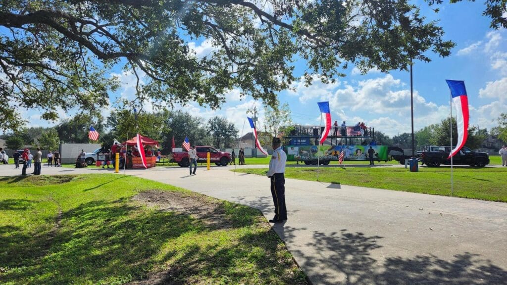 photos from students and family attending a military appreciation event