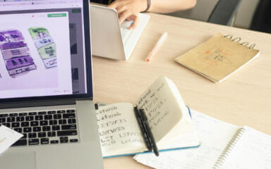 A notebook with notes on it.