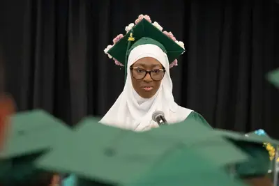 speaker girl at graduation