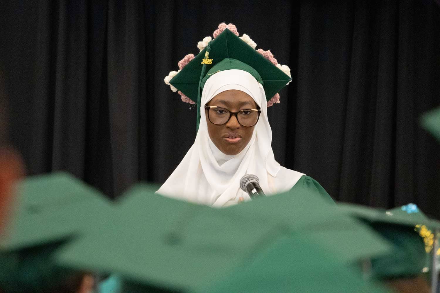 speaker girl at graduation