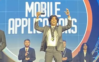 Sachchit Balamurugan winning the mobile app competition at the 2025 Business Professionals of America National Leadership Conference in Orlando, Florida. [Photo via Sachchit Balamurugan]